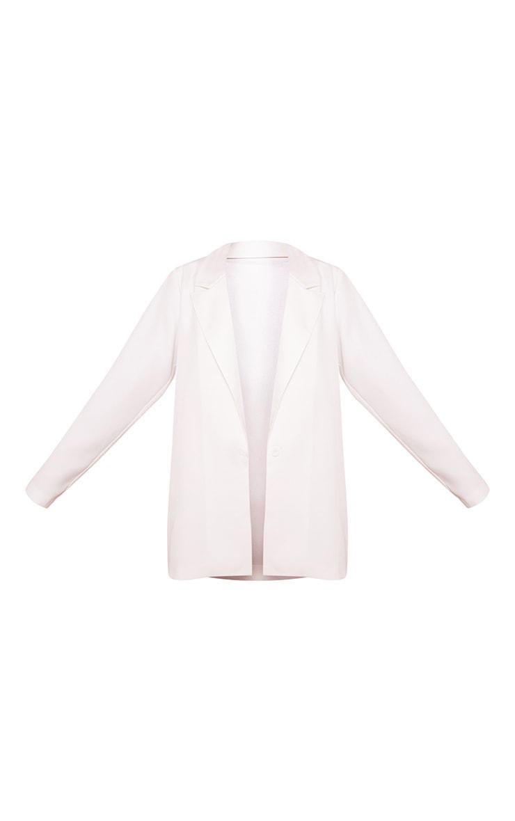 White Woven Oversized Suit Jacket Product Image