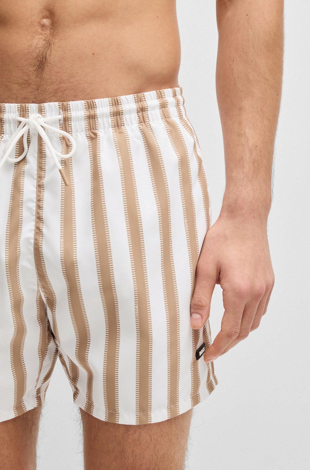 BOSS - Fully lined swim shorts with seasonal print - White Product Image