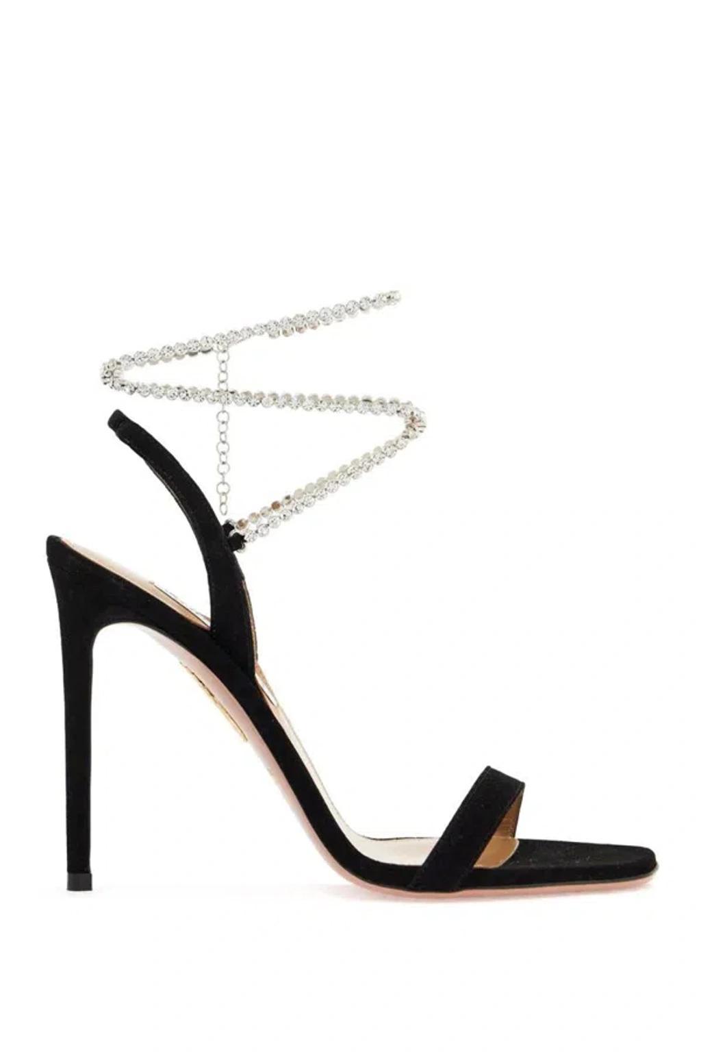 AQUAZZURA 115mm Sue Sandals In Black Product Image