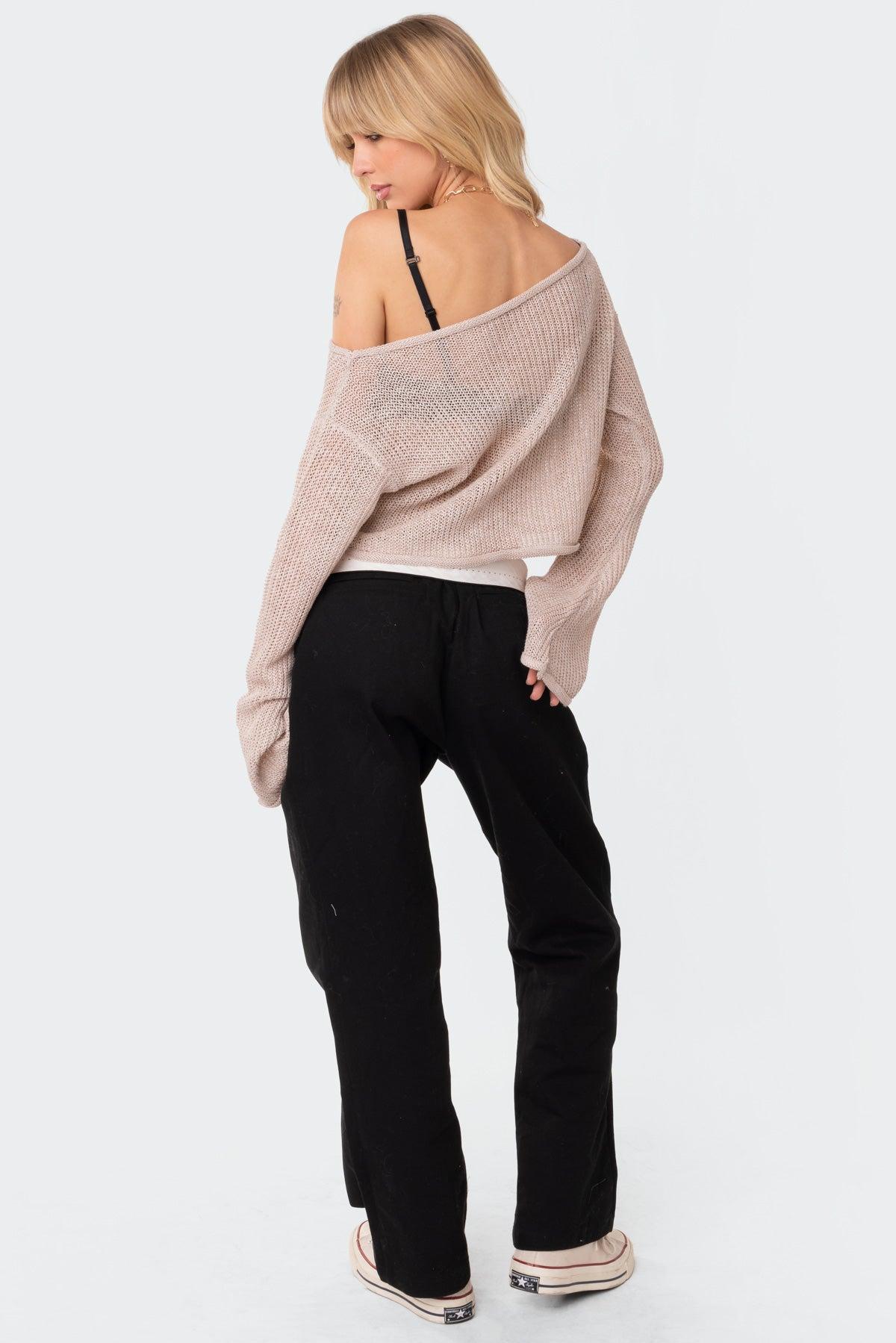 Emmie Off The Shoulder Sheer Knitted Top Product Image