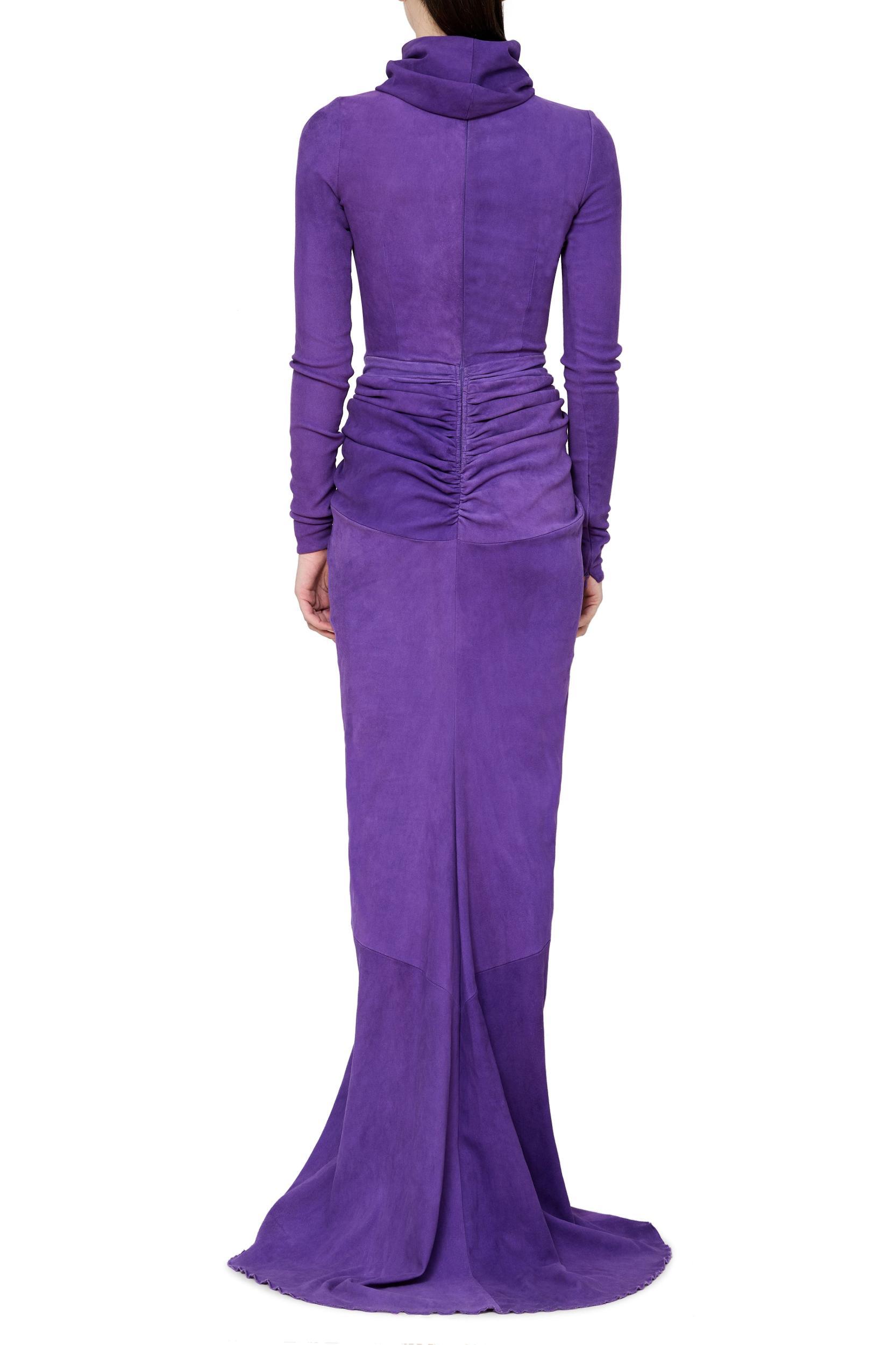 Long Sleeve Suede Keyhole Gown Product Image