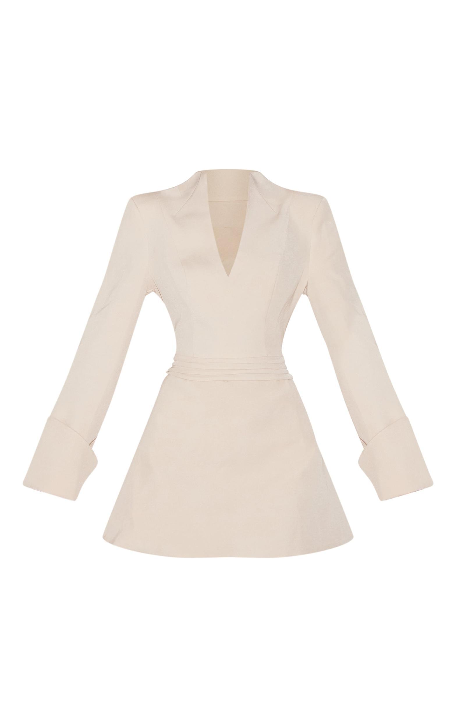  Almond Woven V Neck Mini Dress Product Image