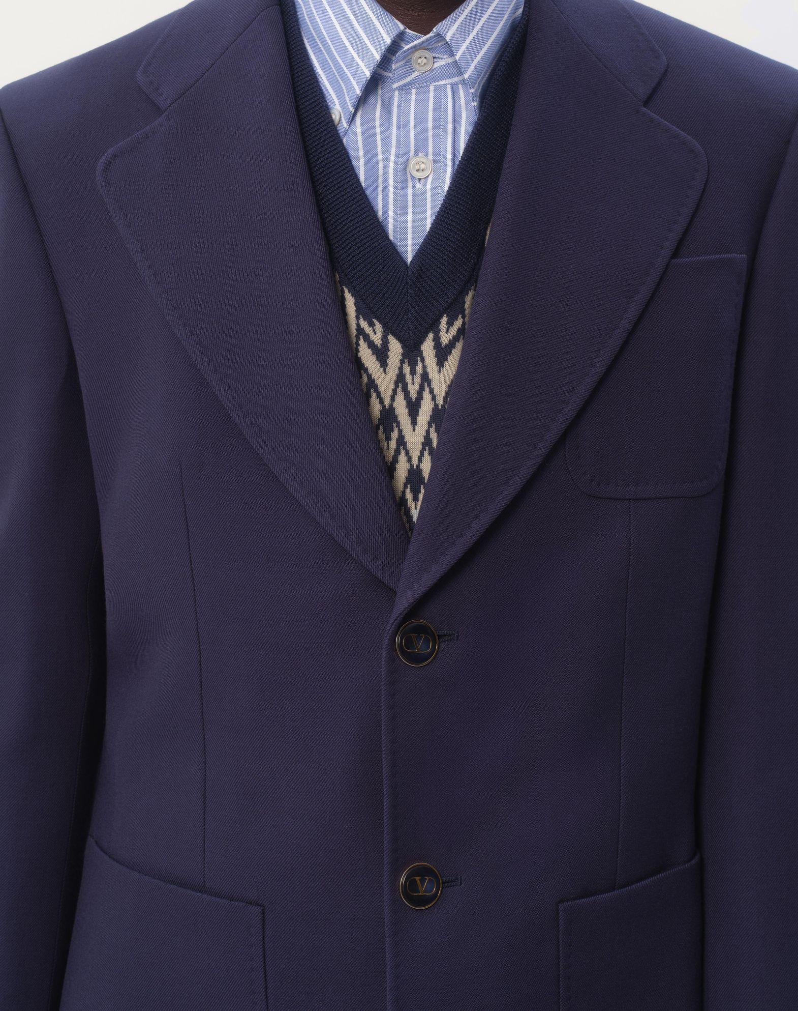 Single-Breasted Wool Gabardine Jacket Product Image