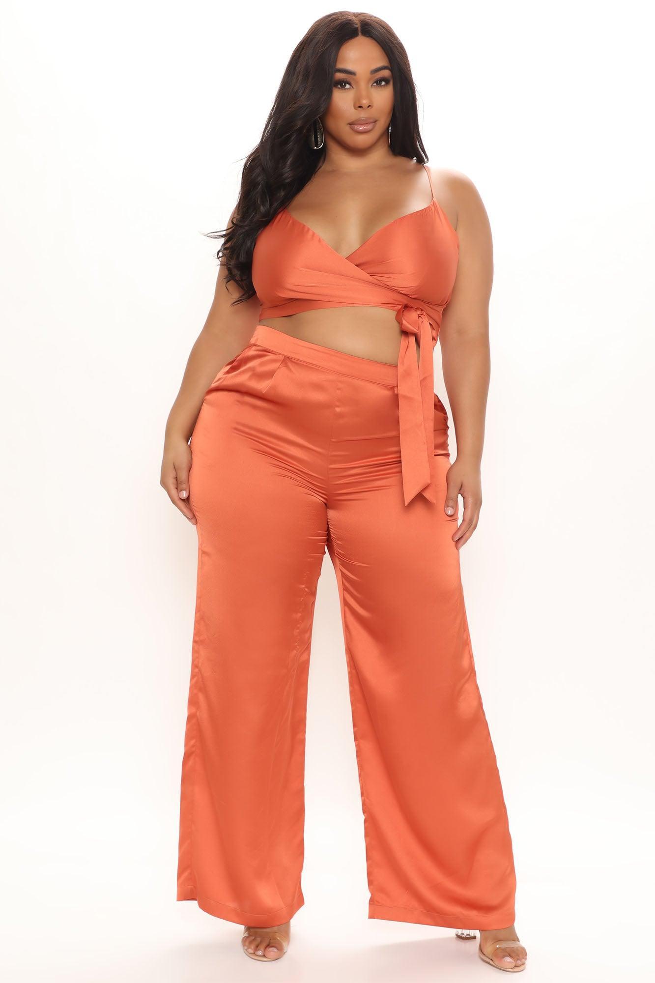 Luxury Views Satin Pant Set - Coral Product Image