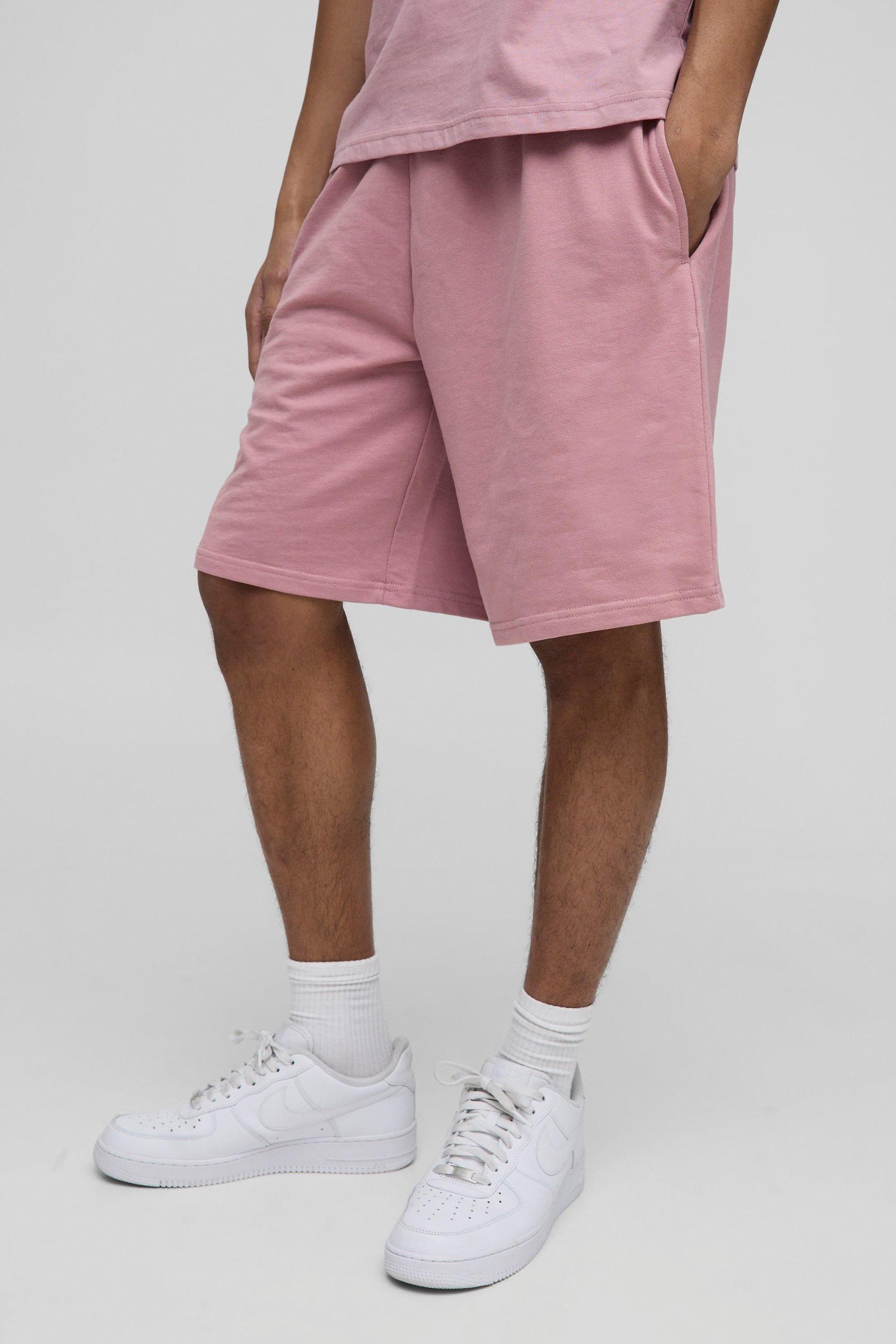 260GSM Loopback Basic Oversized Mid Length Short | boohooMAN USA Product Image