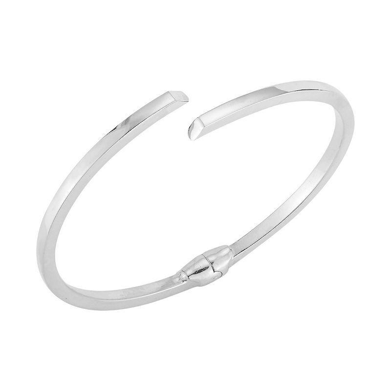 Sunkissed Sterling Hinge Bypass Bracelet, Womens Silver Tone Product Image