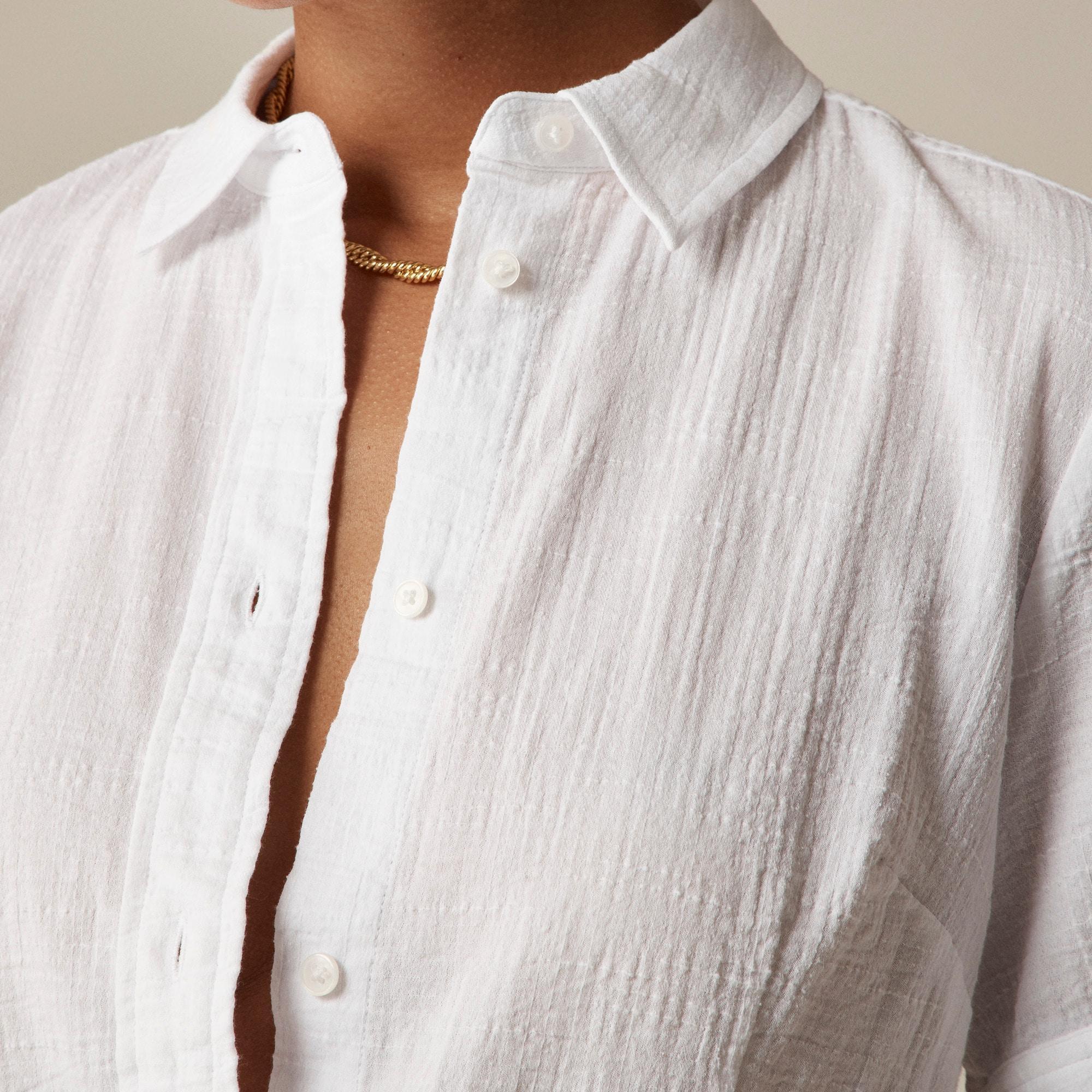 Slim-fit button-up in cotton gauze Product Image