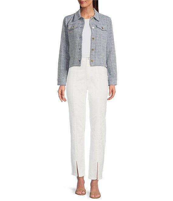 J.McLaughlin Colby Tweed Point Collar Long Sleeve Button Front Jacket Product Image