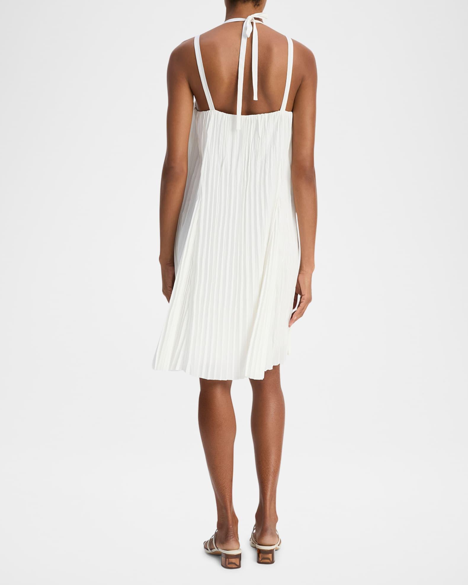 Pleated A-Line Halter Dress with Pockets Product Image
