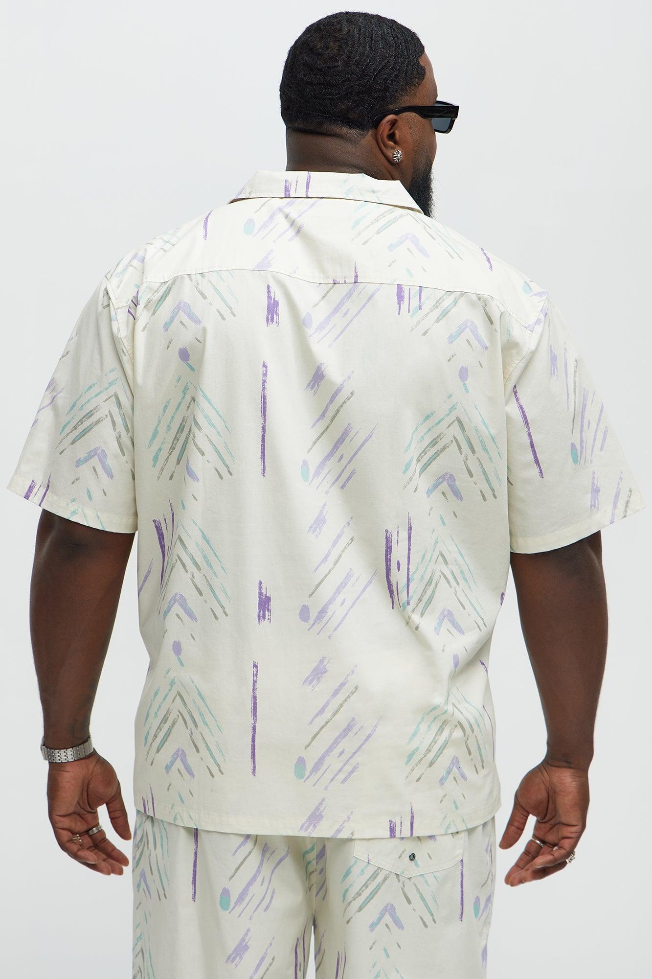 Strokes Poplin Cuban Collar Button Up Shirt - Cream Product Image