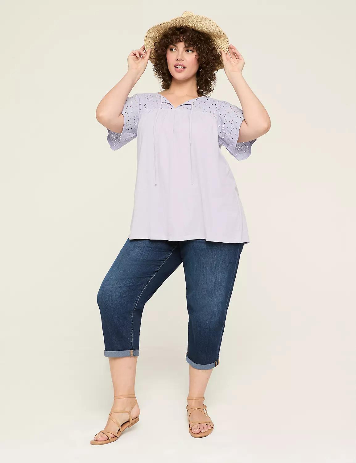 Eyelet-Yoke Tie-Neck Top Product Image