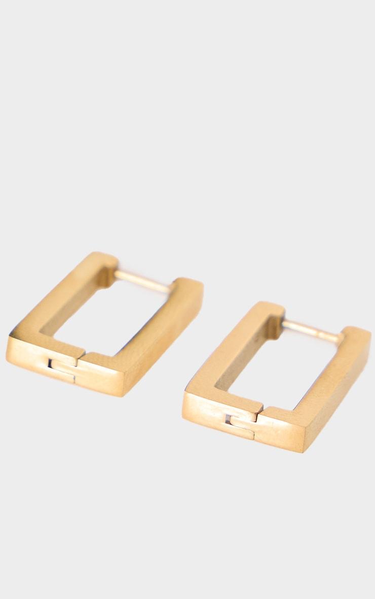 Gold Water Resistant Rectangular Hoop Earrings Product Image