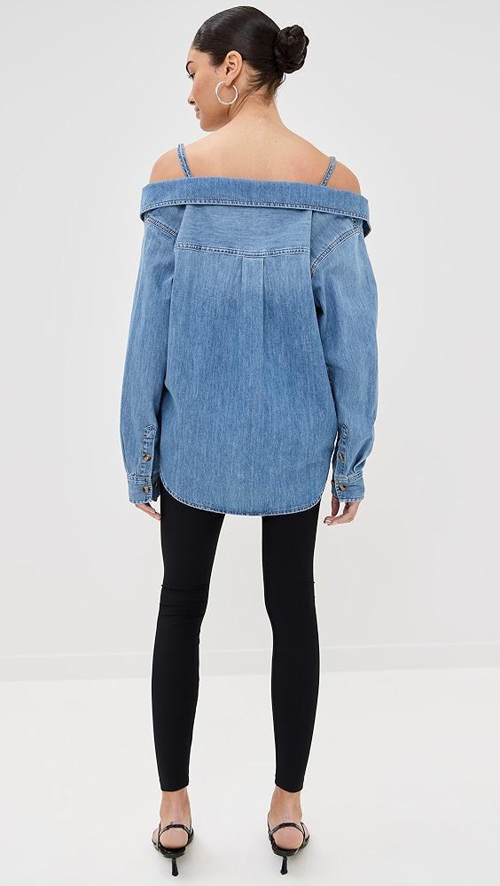 Good American Denim Off Shoulder Shirt | Shopbop Product Image