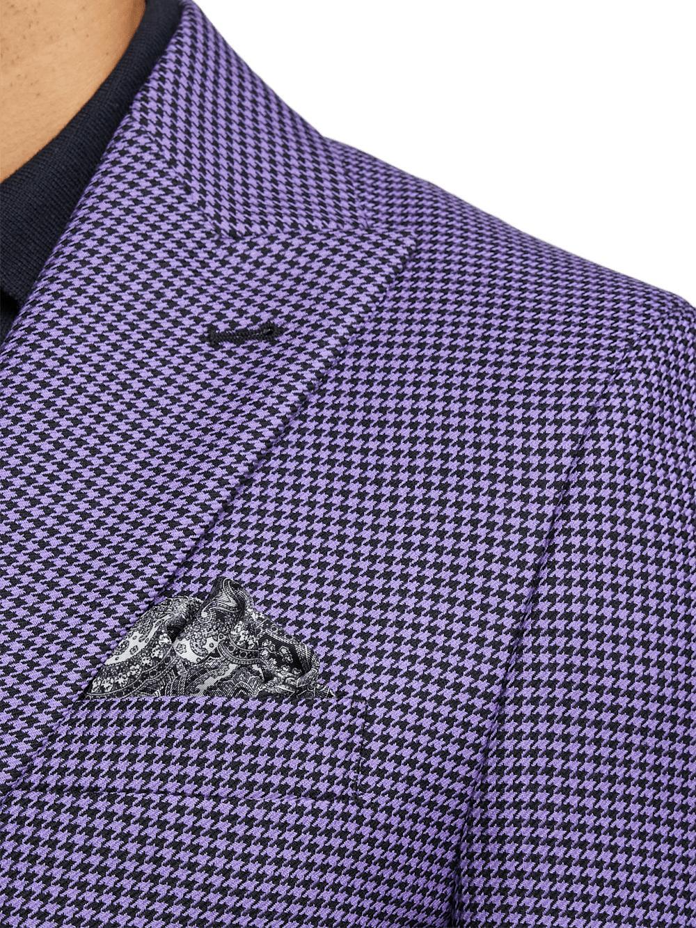 Wool Houndstooth Single Breasted Peak Lapel Sport Coat - Purple Product Image