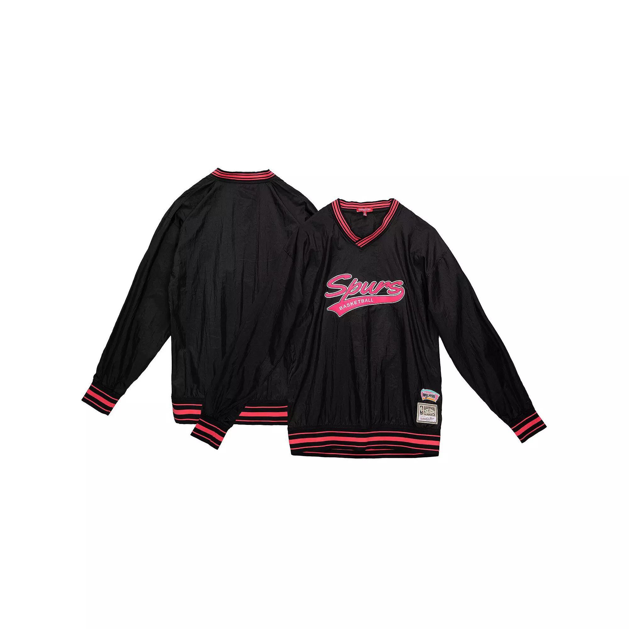 Women's Mitchell & Ness  Black San Antonio Spurs Hardwood Classics V-Neck Pullover Sweatshirt, Size: Medium Product Image