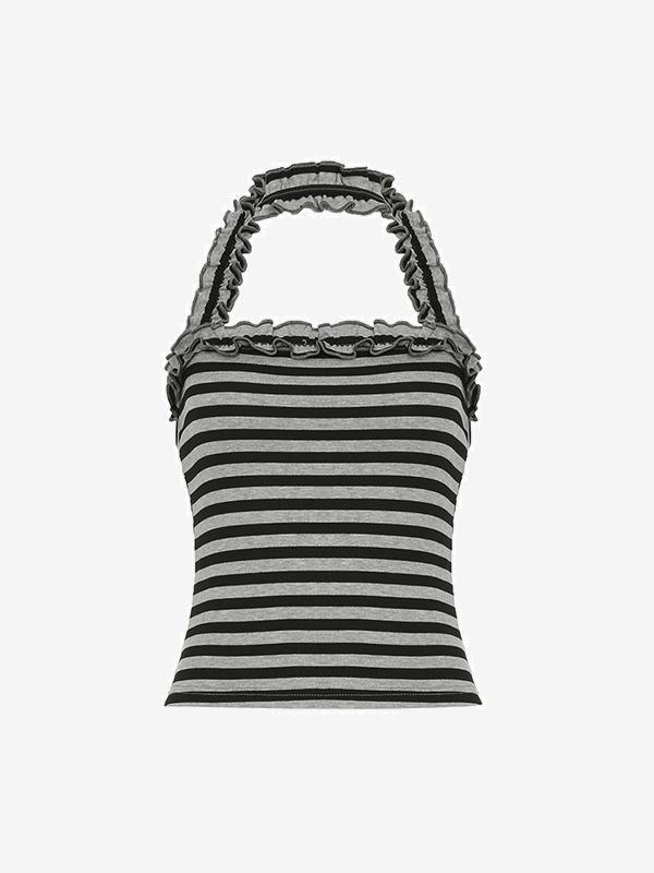 Casual Stripes Halter Vest Product Image