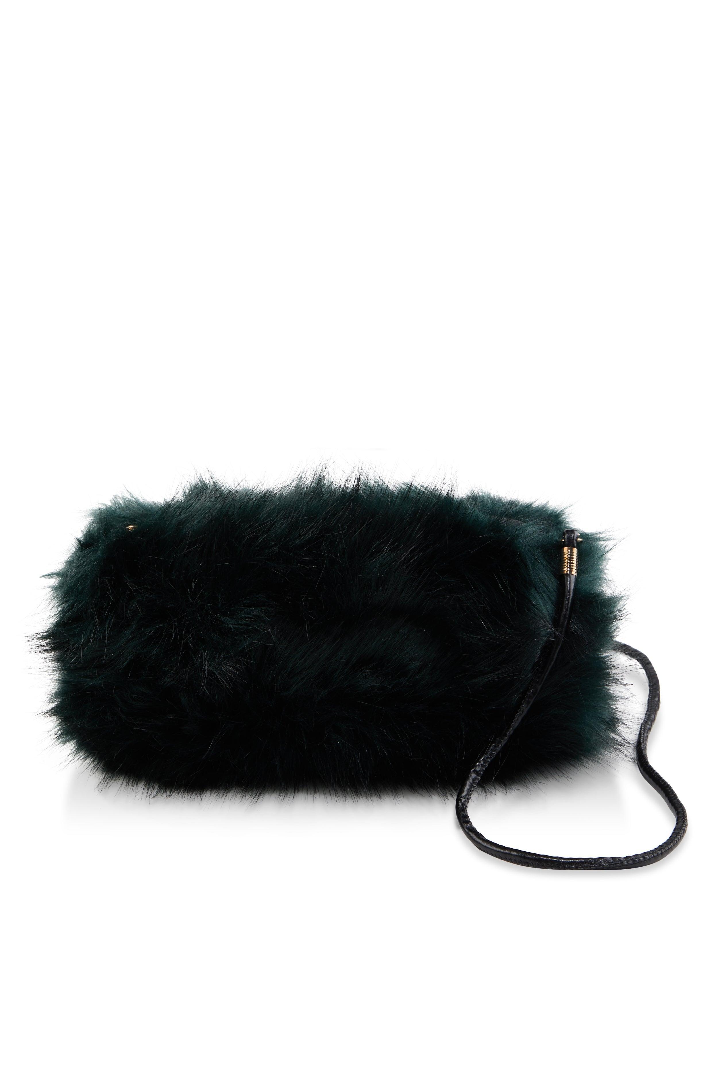 Womens Faux Fur Hand Muff Crossbody Bag Product Image