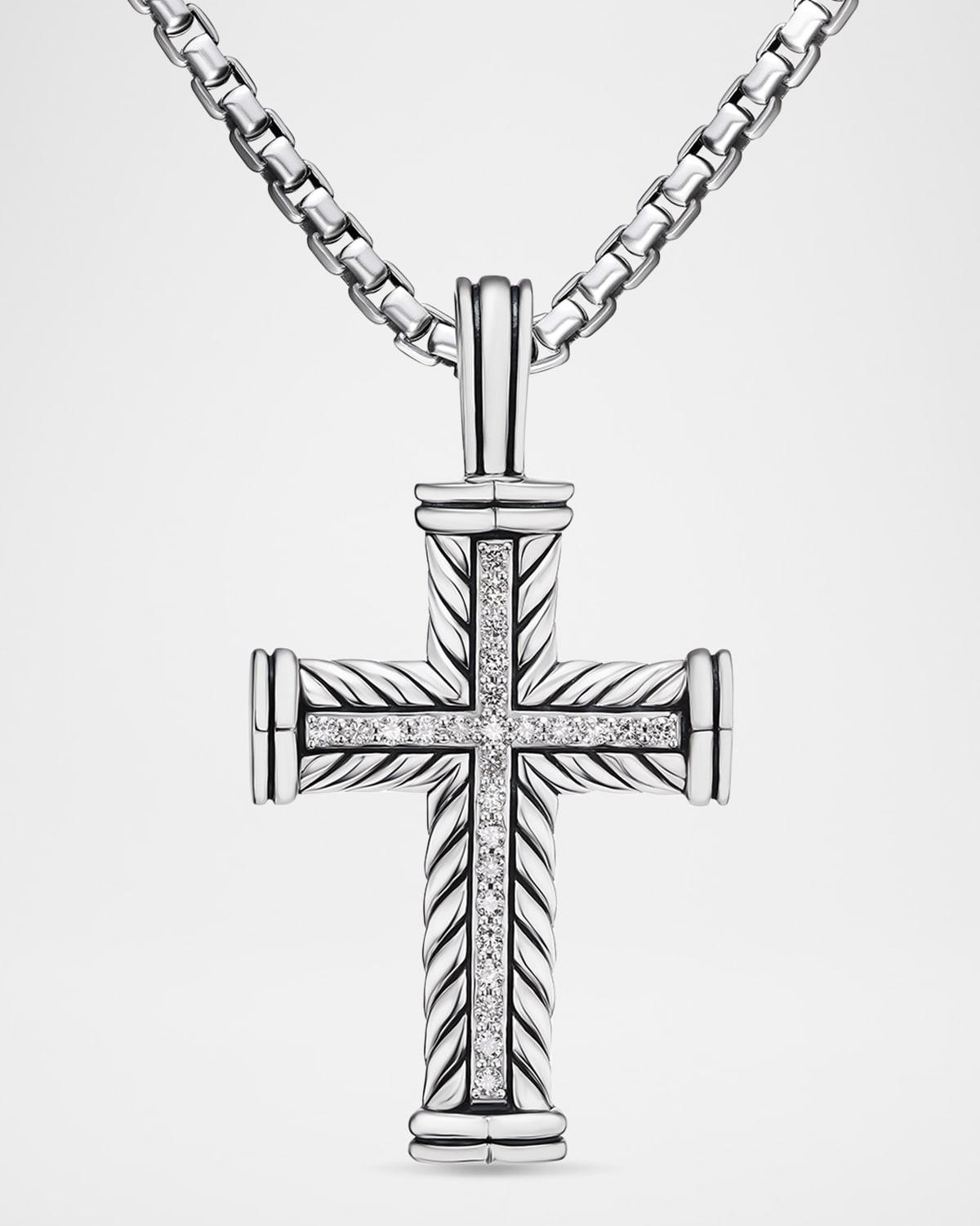 Mens Chevron Cross Pendant in Sterling Silver Product Image