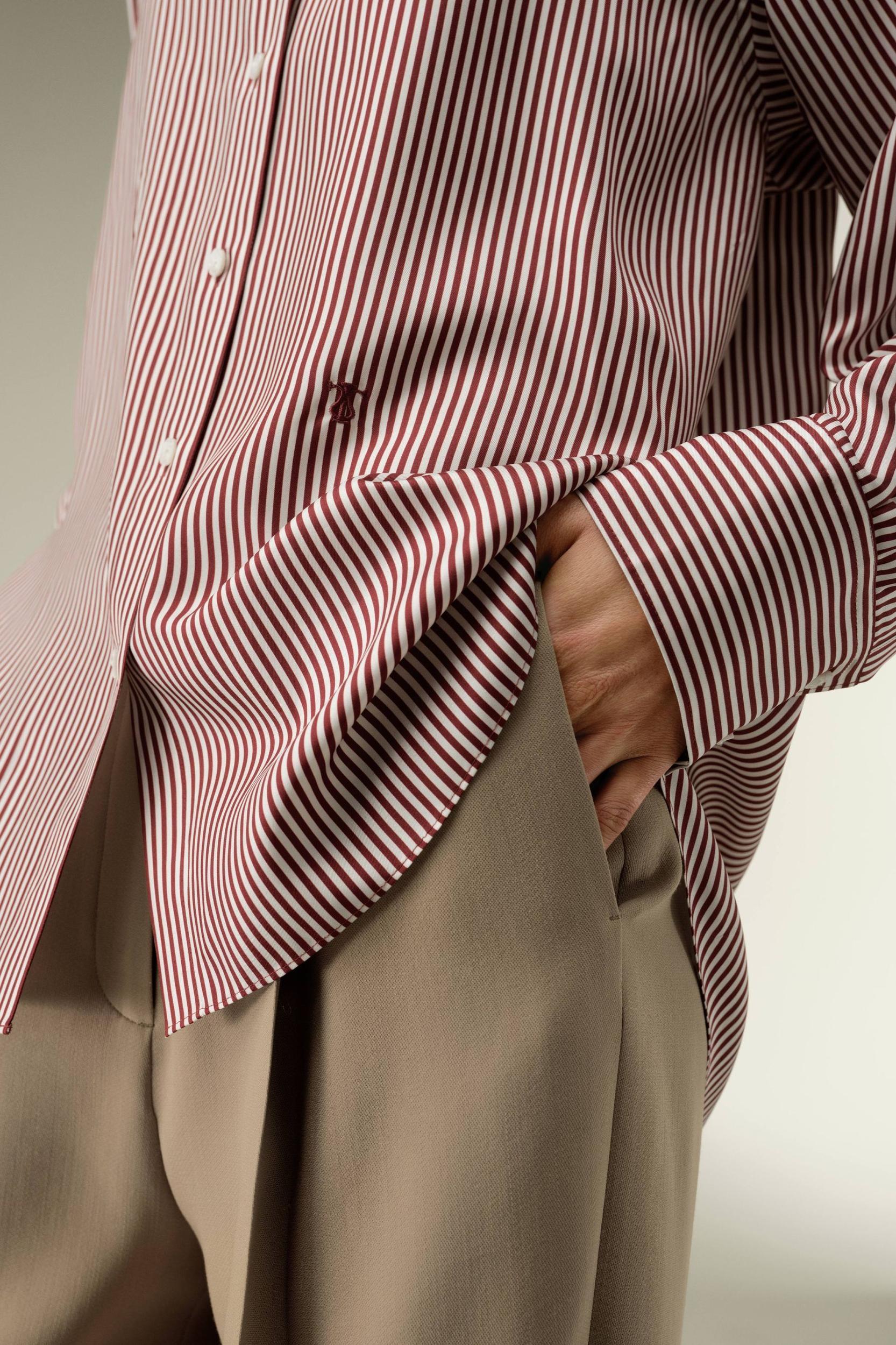 Ancora Red Oversized Striped Shirt Product Image