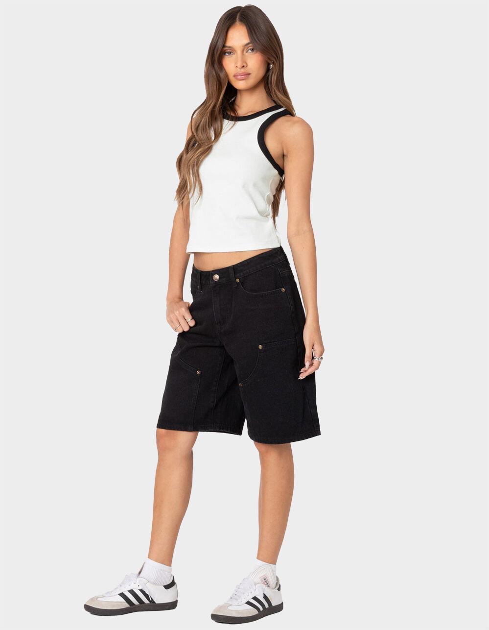 EDIKTED Jacqui Low Rise Denim Bermuda Shorts Product Image