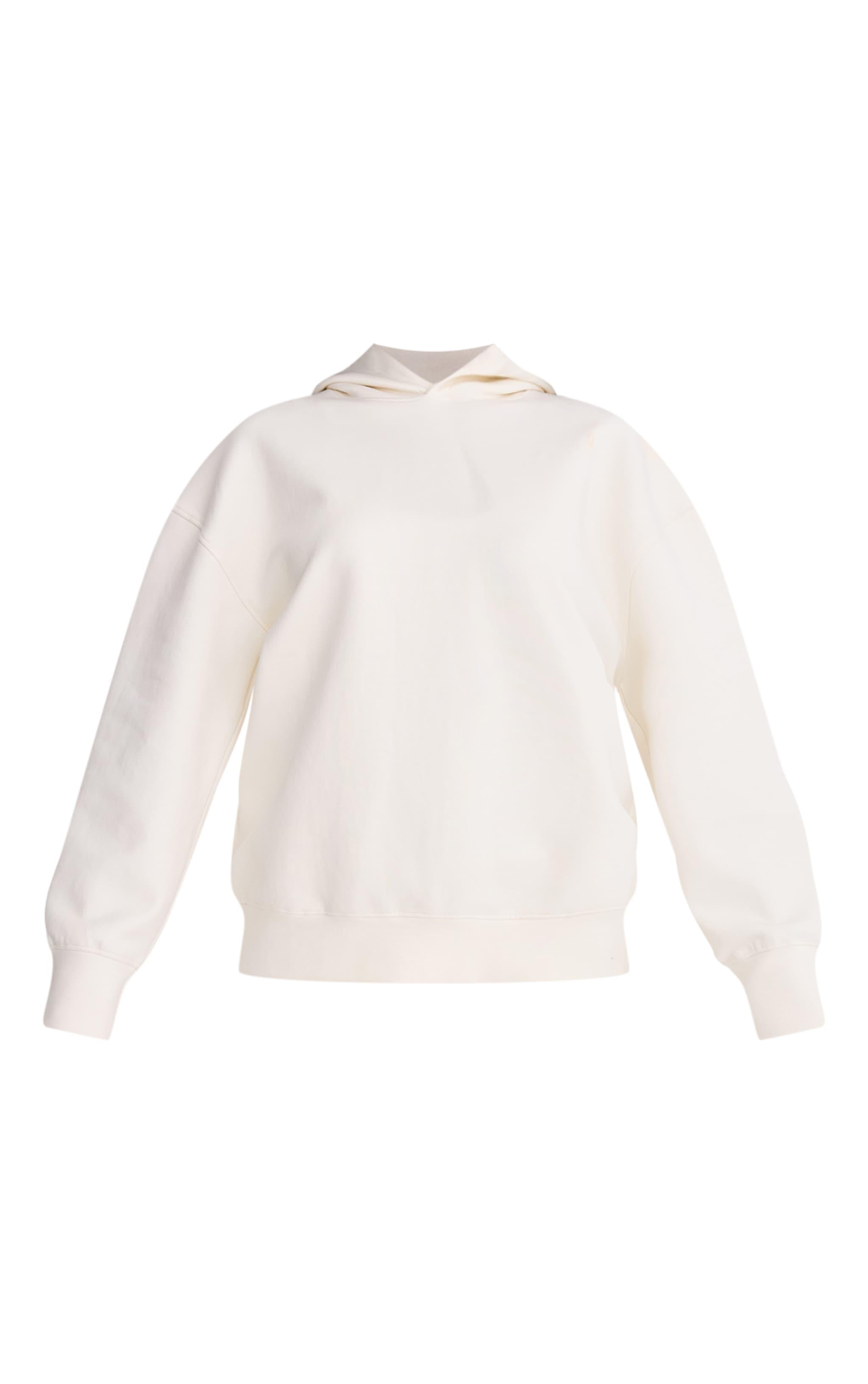 Cream Premium Interlock Oversized Hoodie Product Image