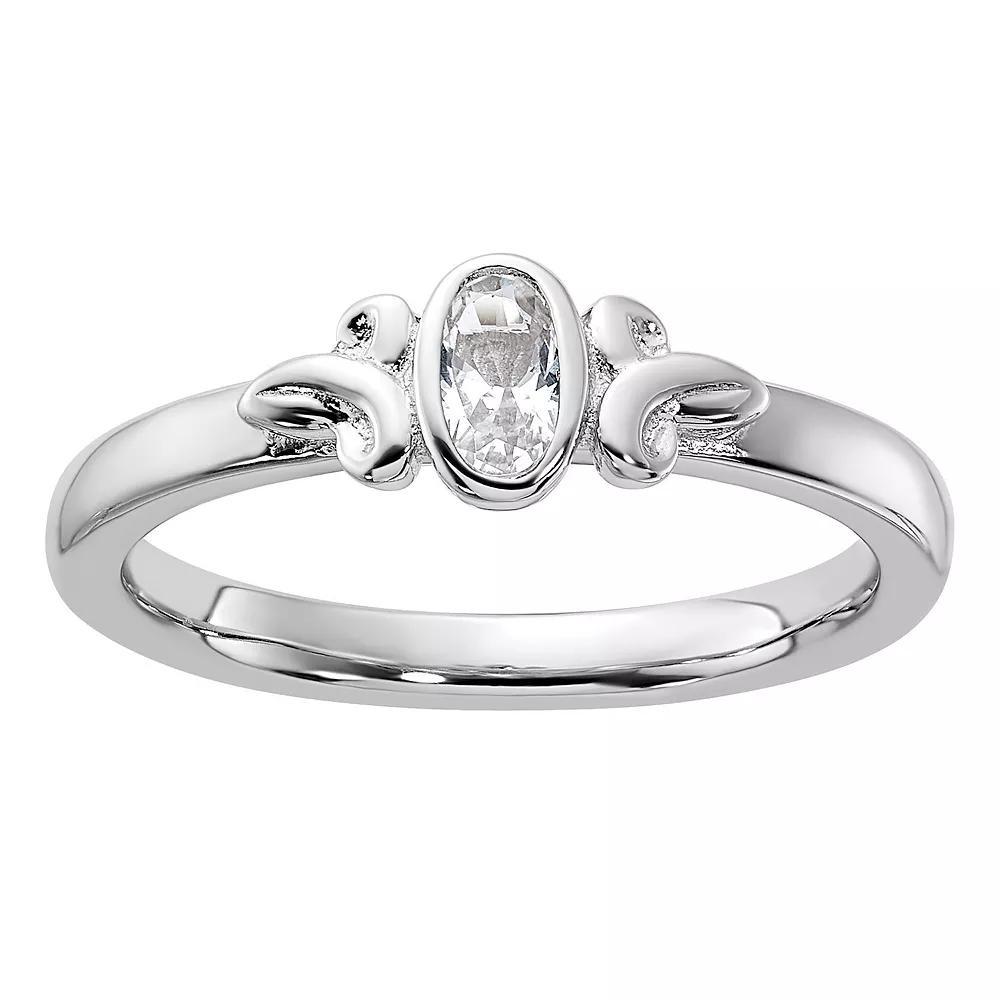 Stacks & Stones Sterling Silver Stackable Lab-Created White Sapphire Ring, Women's, Size: 6 Product Image