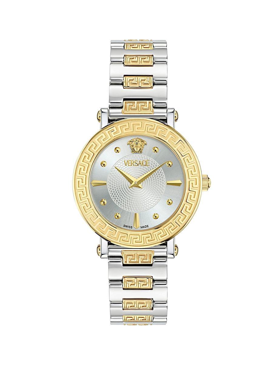 Womens Unisex Greca Sphere Two-Tone Stainless Steel Bracelet Watch Product Image