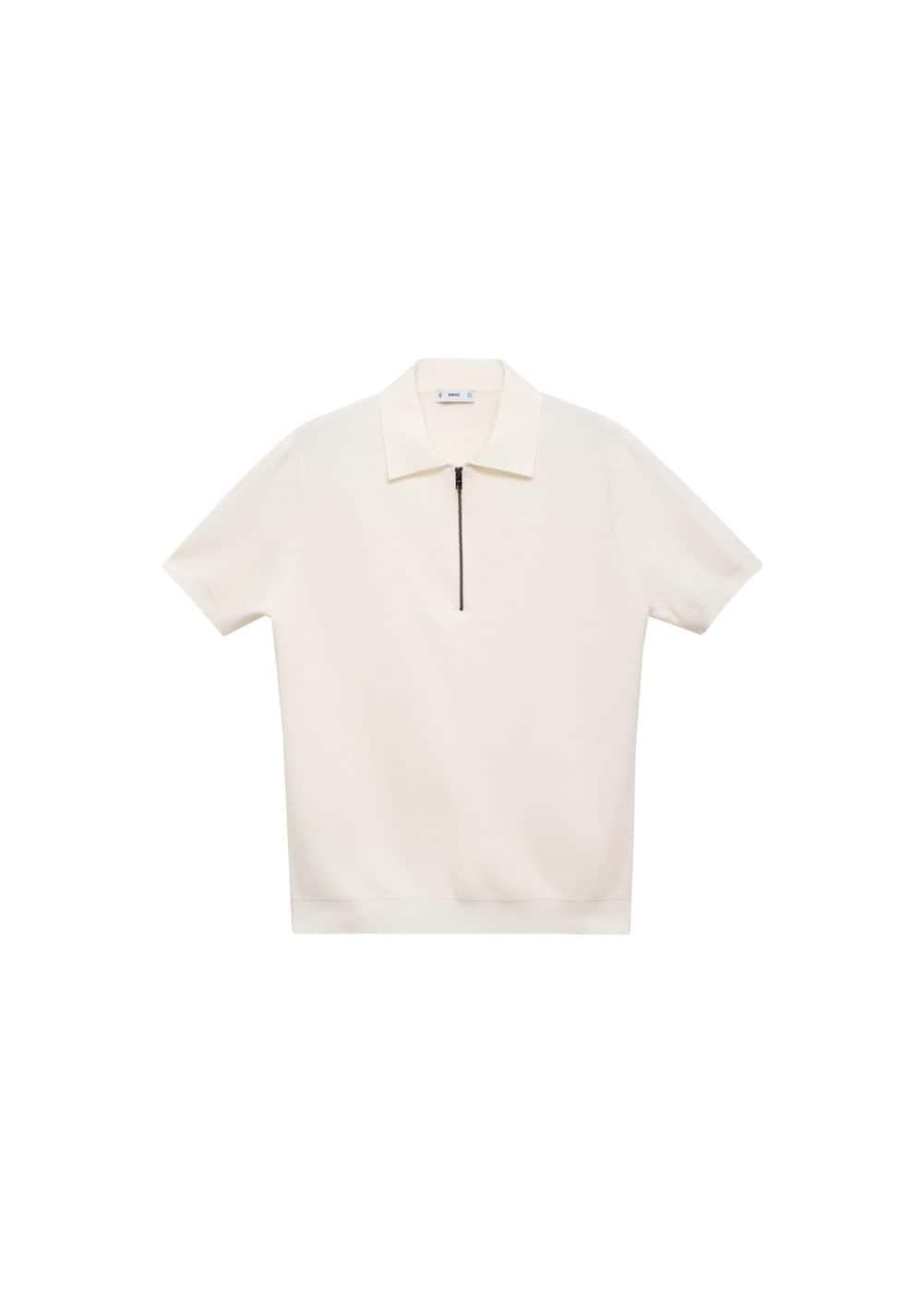 Knitted polo shirt with zip - Men | MANGO USA Product Image