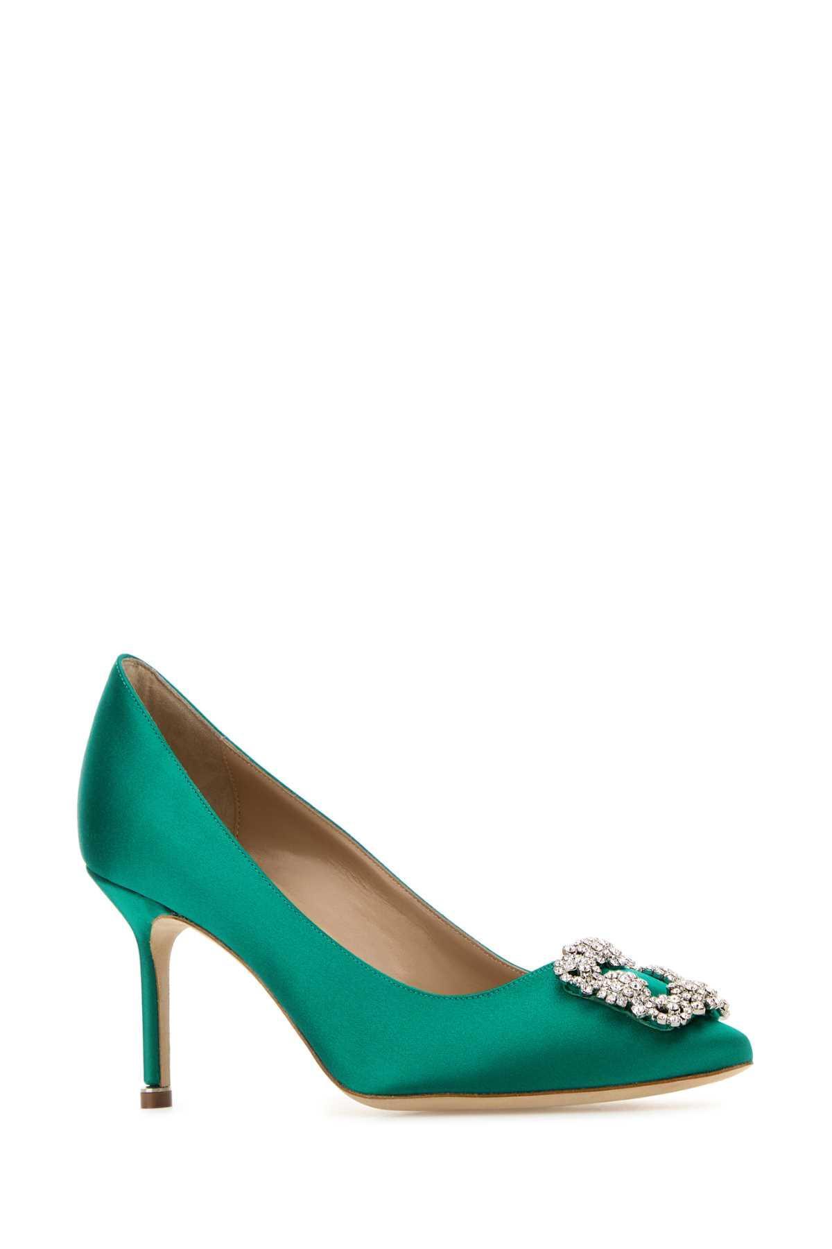 Hangisi Embellished Buckle Pumps In Green Product Image