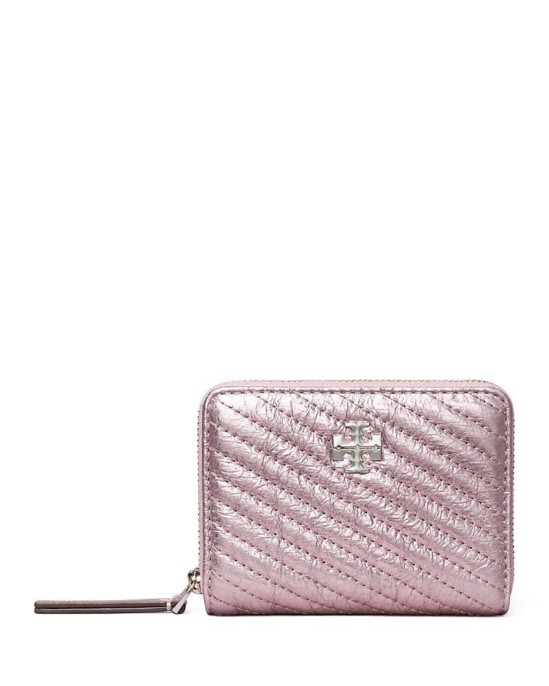 TORY BURCH Small Kira Metallic Moto Quilt Zip Around Wallet In Sparkle Pink Product Image