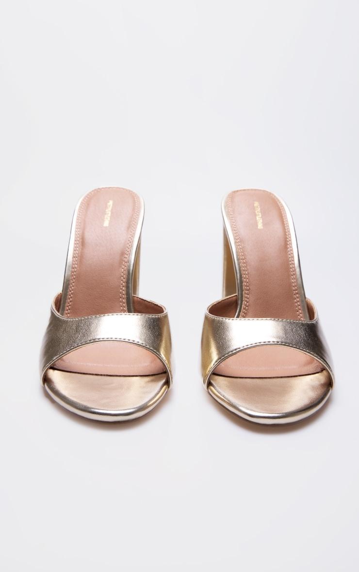 Gold Metallic Basic Block Heeled Mule Sandals Product Image