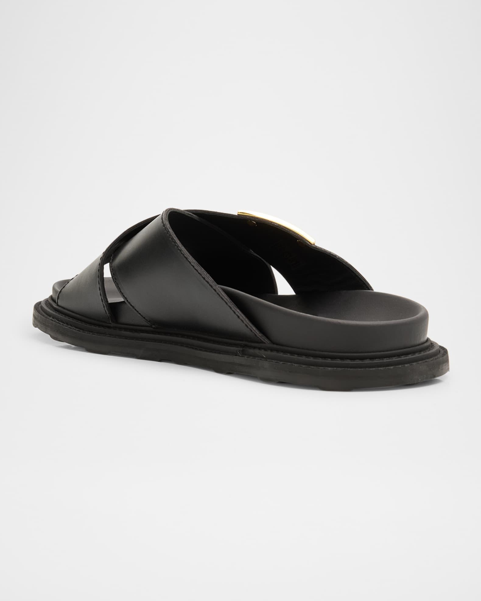 Men's Calfskin Leather Slide Sandals Product Image