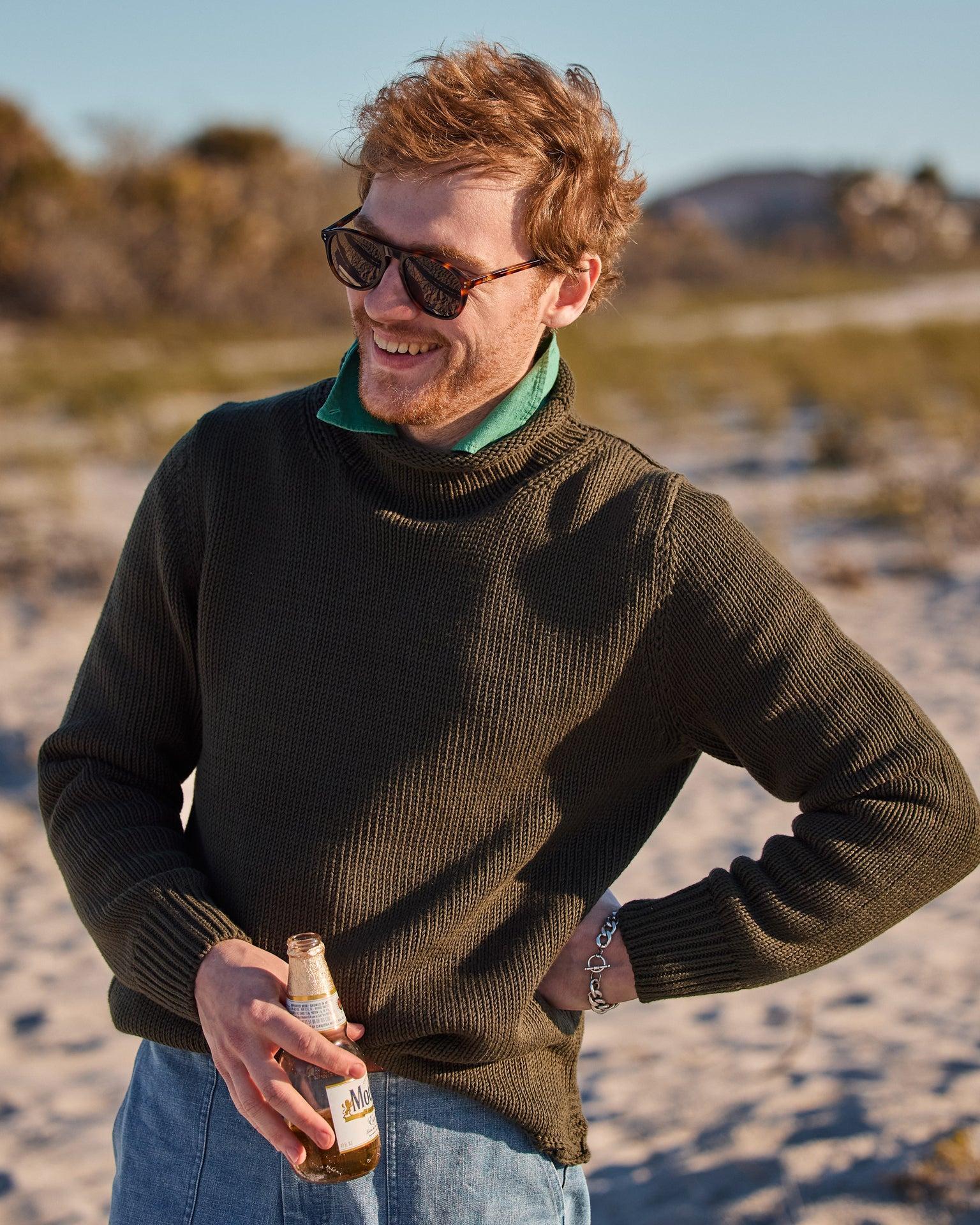 Fisherman's Sweater in Olive Product Image