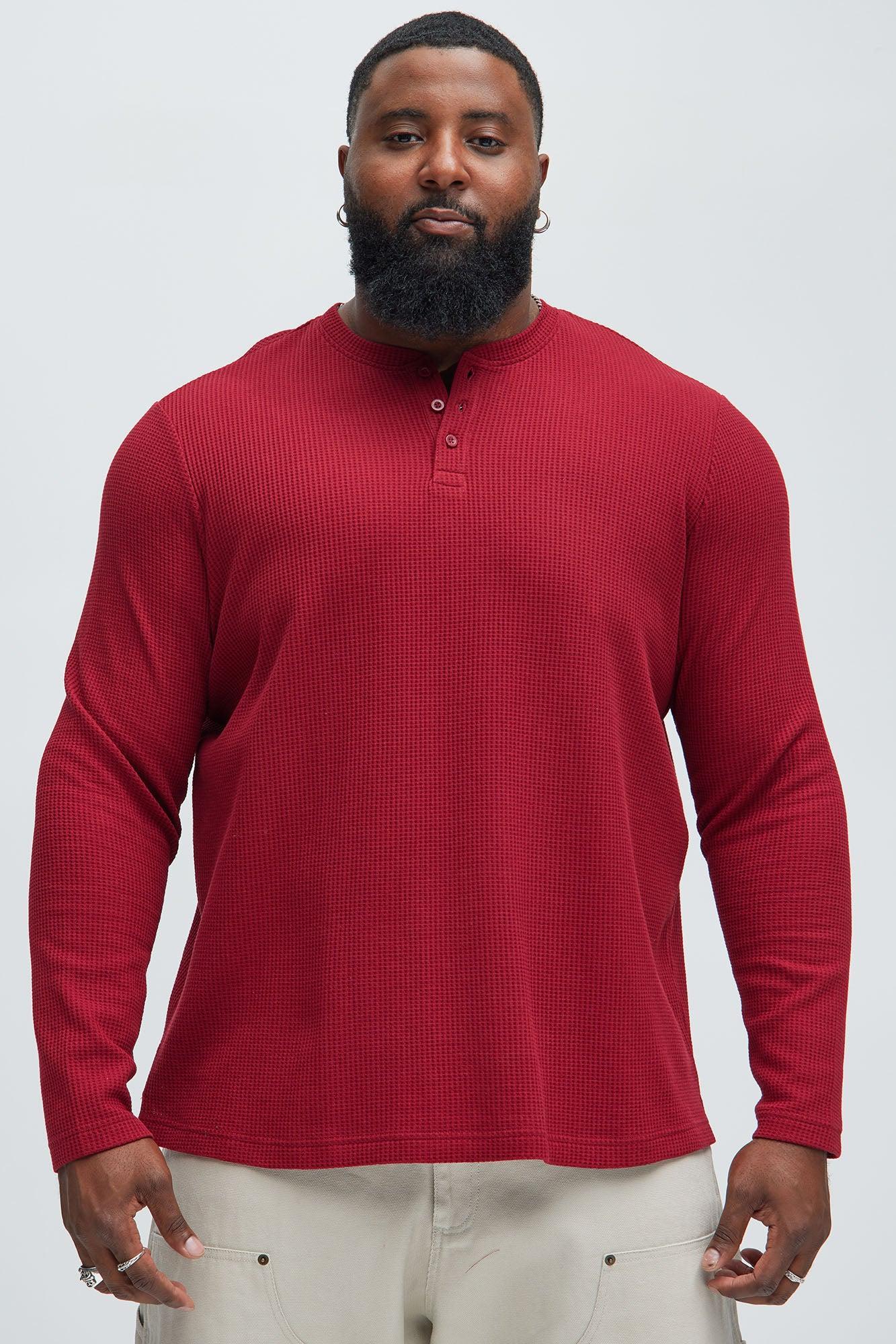 Wesley Long Sleeve Henley - Burgundy Product Image