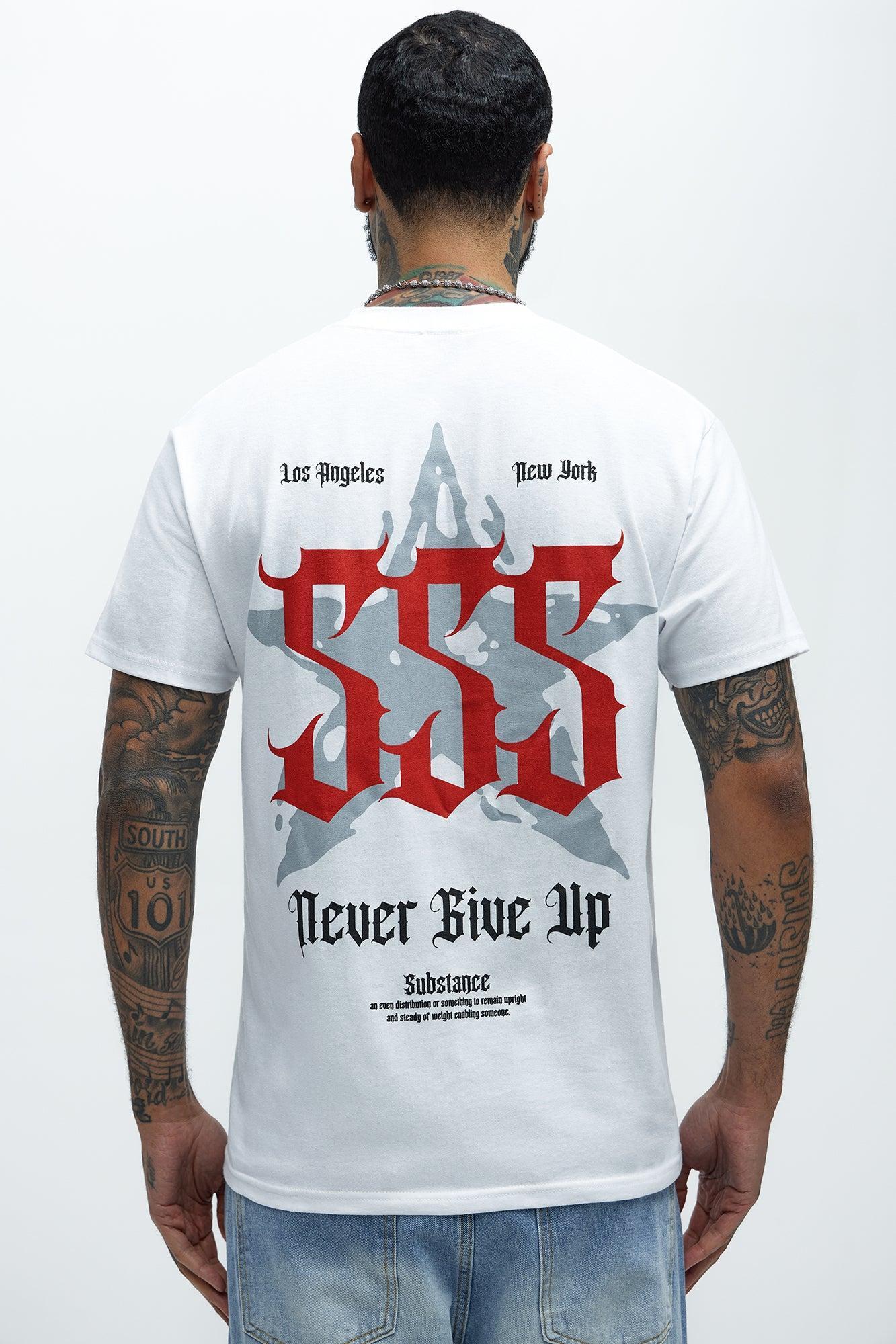 Never Give Up 555 Short Sleeve Tee - White Product Image