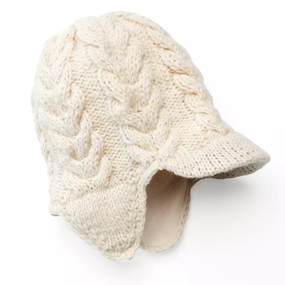 SIJJL Women's Ribbed Brim Wool Beanie, Ivory Product Image