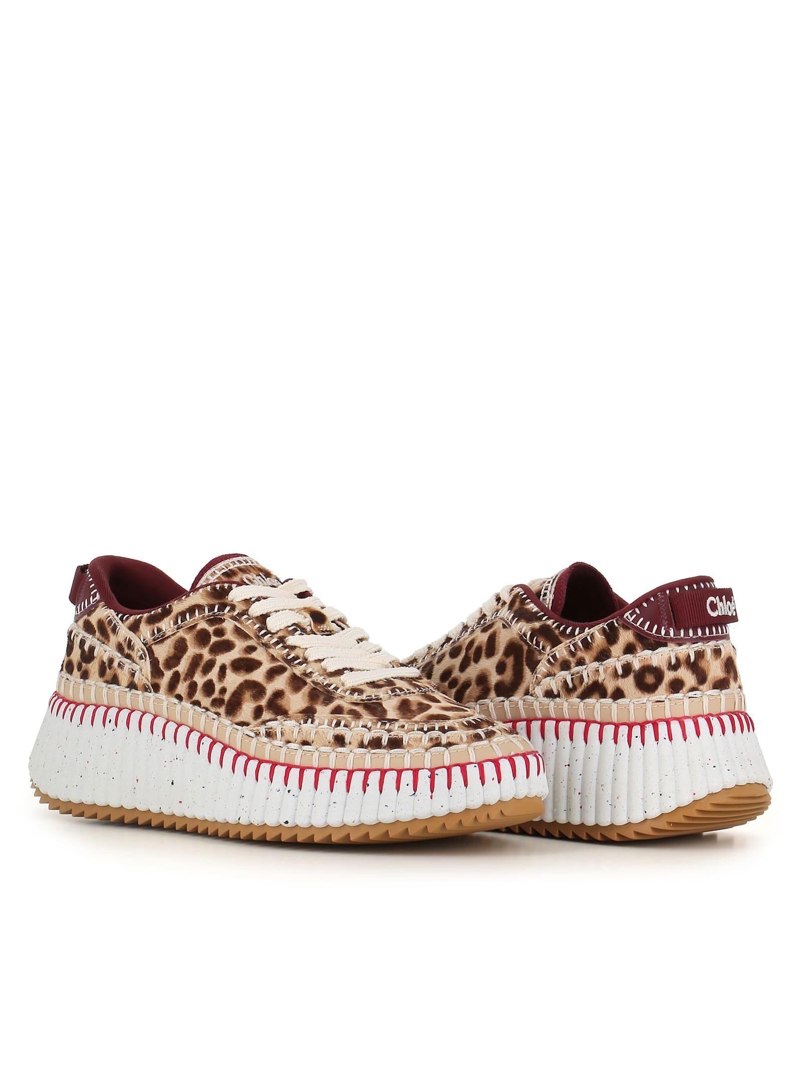 CHLOÉ Leopard Print Sustainable Sneaker In Animalier Product Image