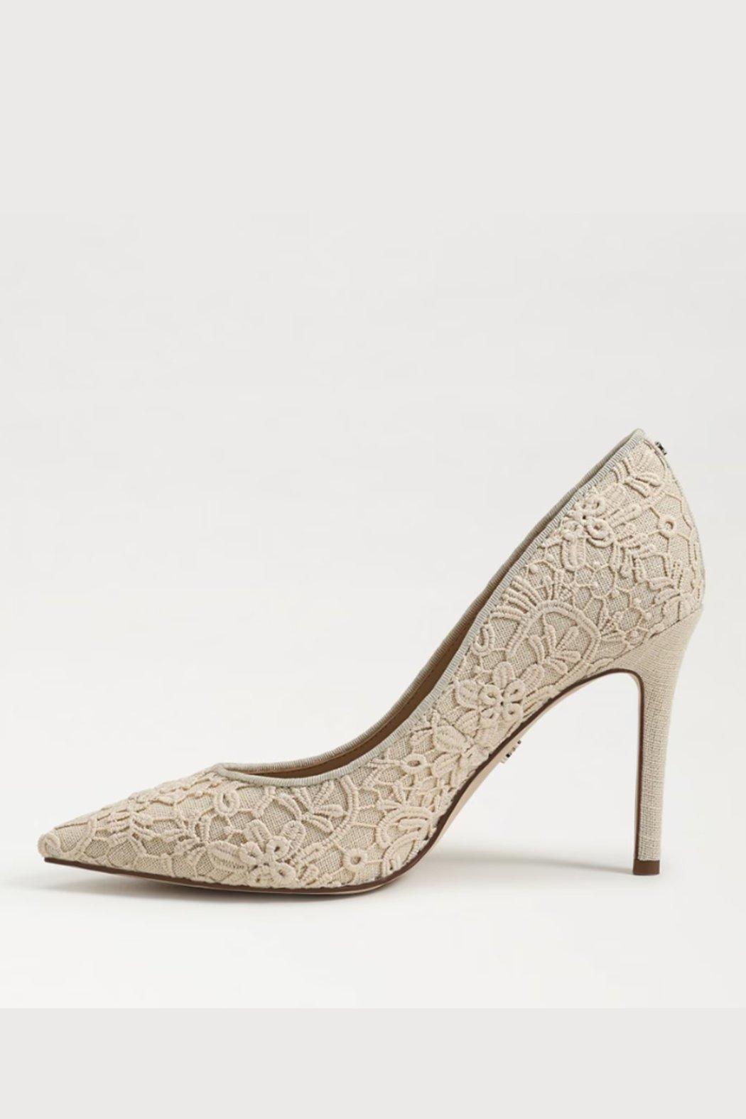 Hazel Pointed Toe Pump- Ivory Lace Product Image