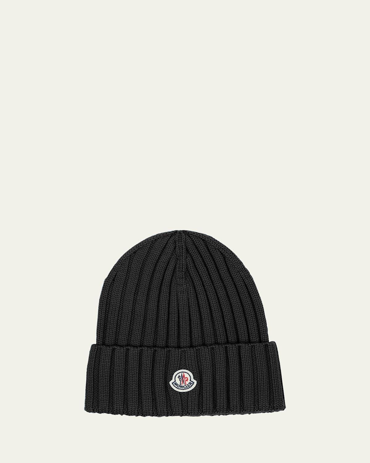 Ribbed Wool Beanie with Logo Patch Product Image