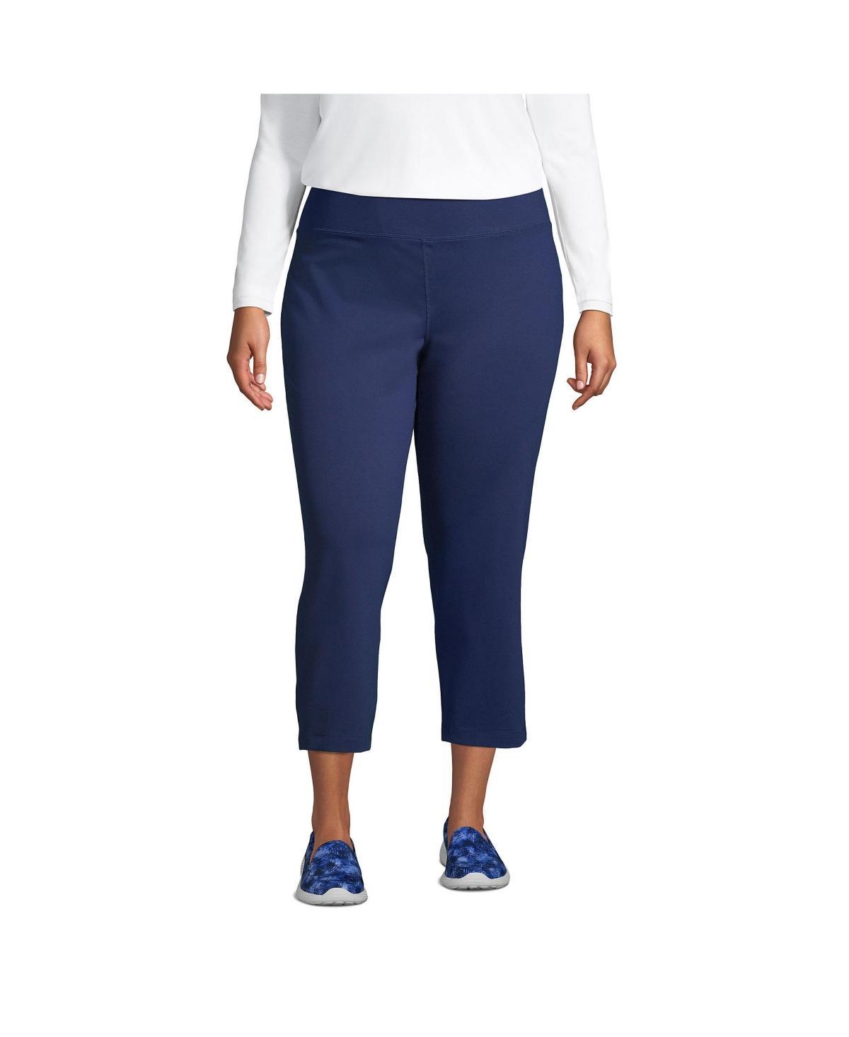 Plus Size Lands End Active Crop Yoga Pants, Womens Green Moss Product Image