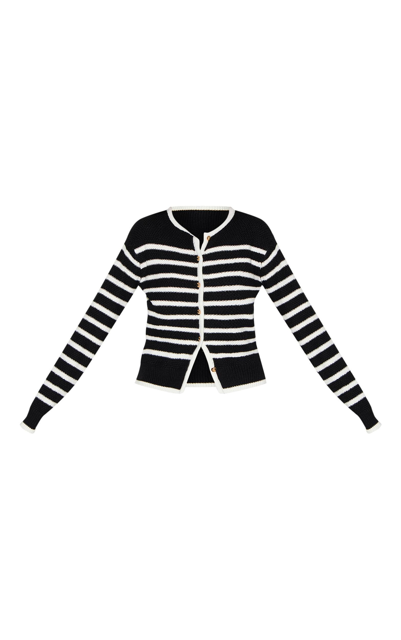 Black Stripe Knitted Cardigan Product Image