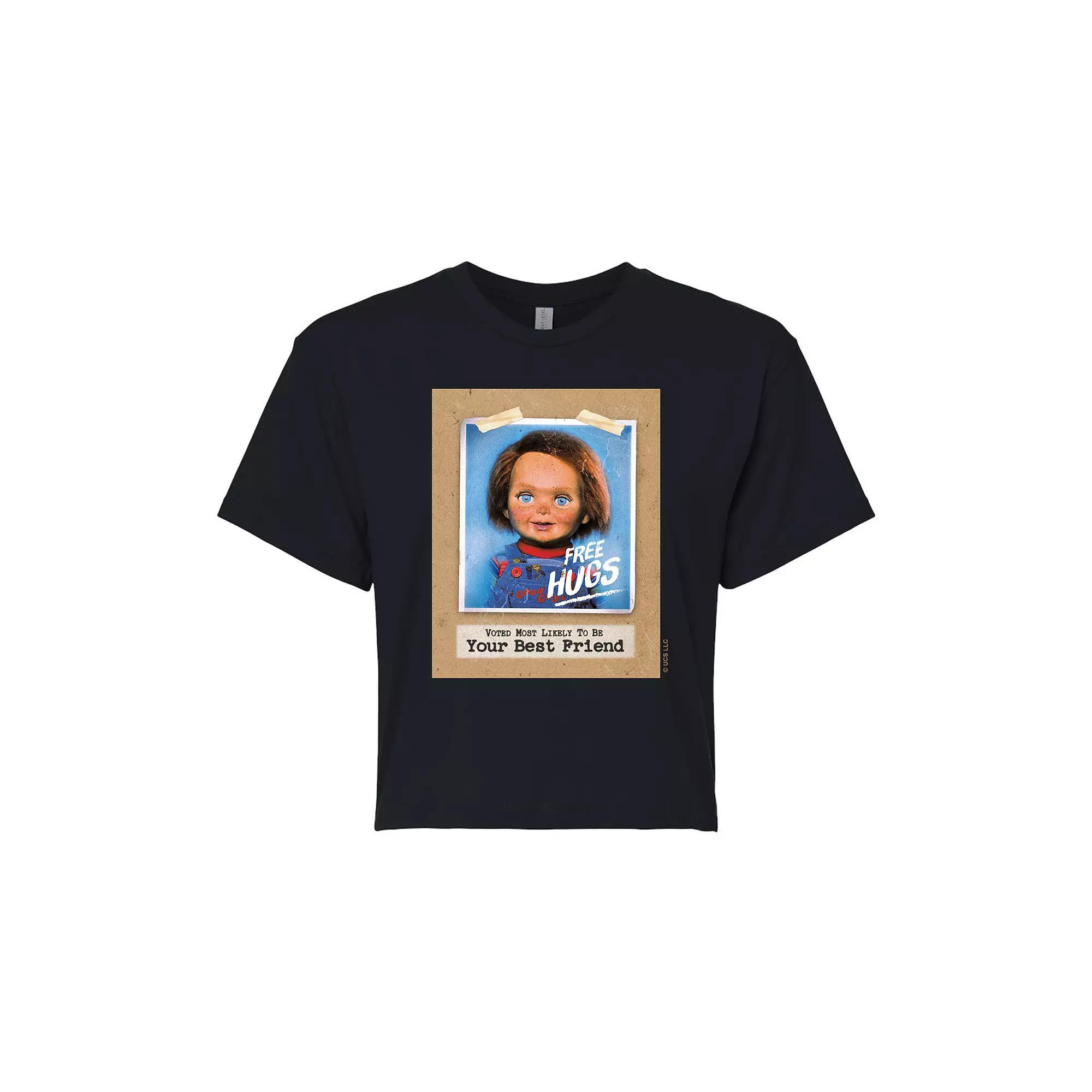 Juniors' Chucky Free Hugs Cropped Tee, Girl's,  Product Image