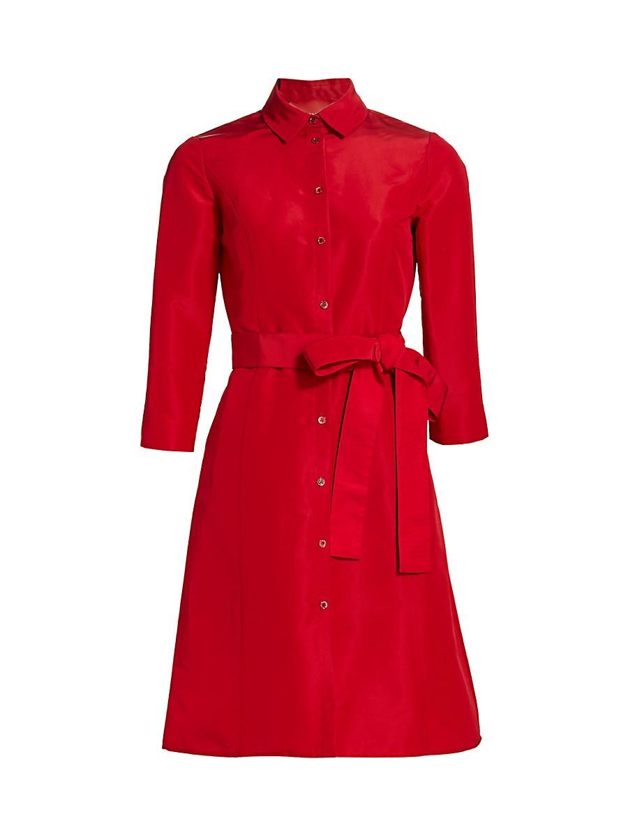 Womens Bracelet Sleeve Silk Shirtdress Product Image