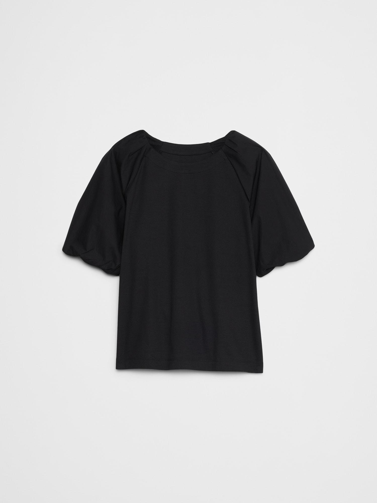 Puff-Sleeve Mixed Media Top Product Image