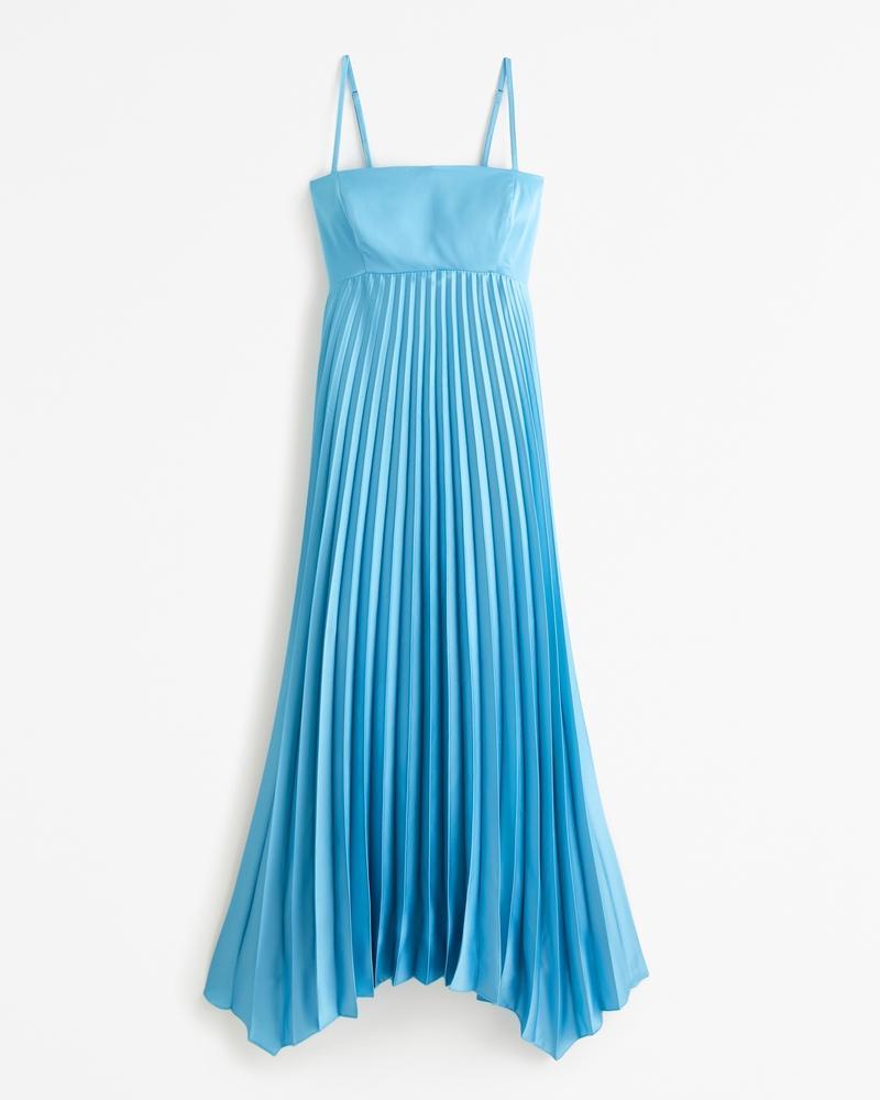 The A&F Giselle Clasp-Back Pleated Midi Dress Product Image