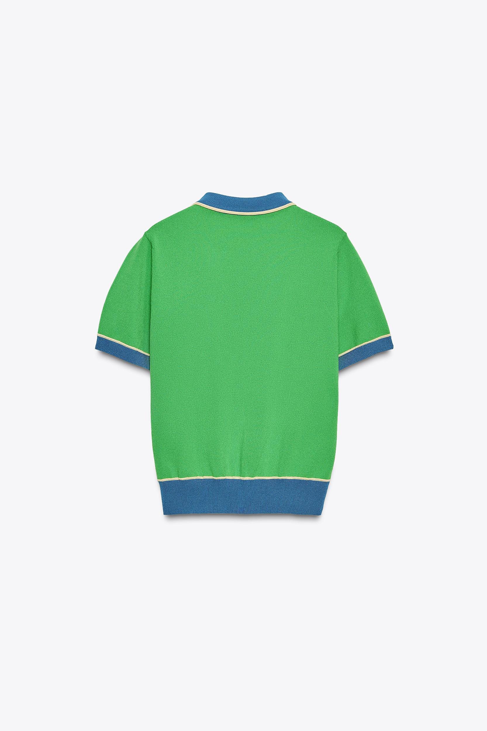 CONTRAST KNIT SHORT SLEEVE POLO TOP Product Image