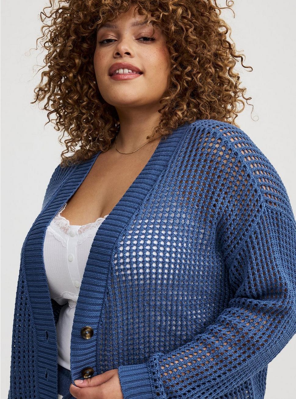 Open Stitch Cardigan Sweater Product Image