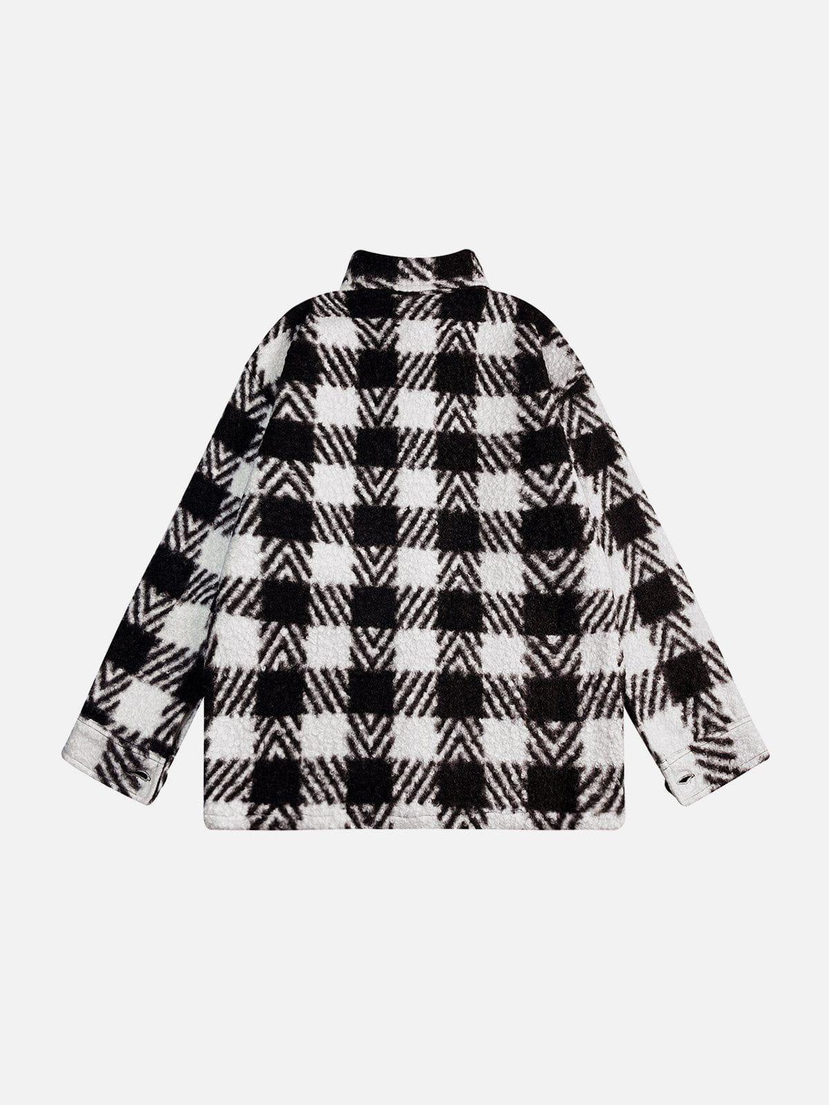 Aelfric Eden Black White Plaid Shrepa Coat Product Image