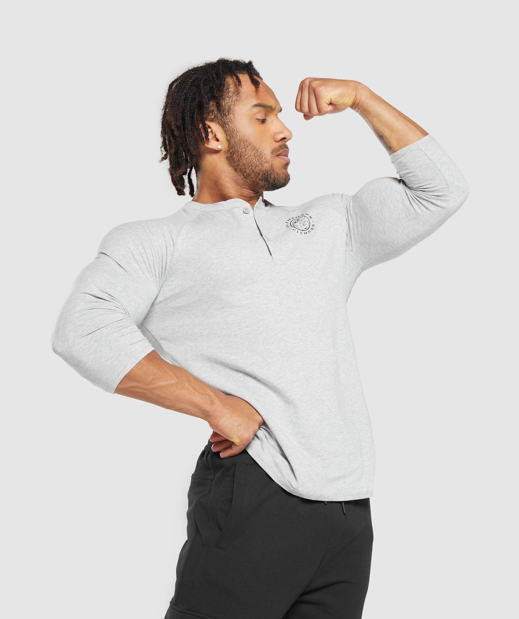 Gymshark Legacy Henley - Light Grey Marl Male Product Image