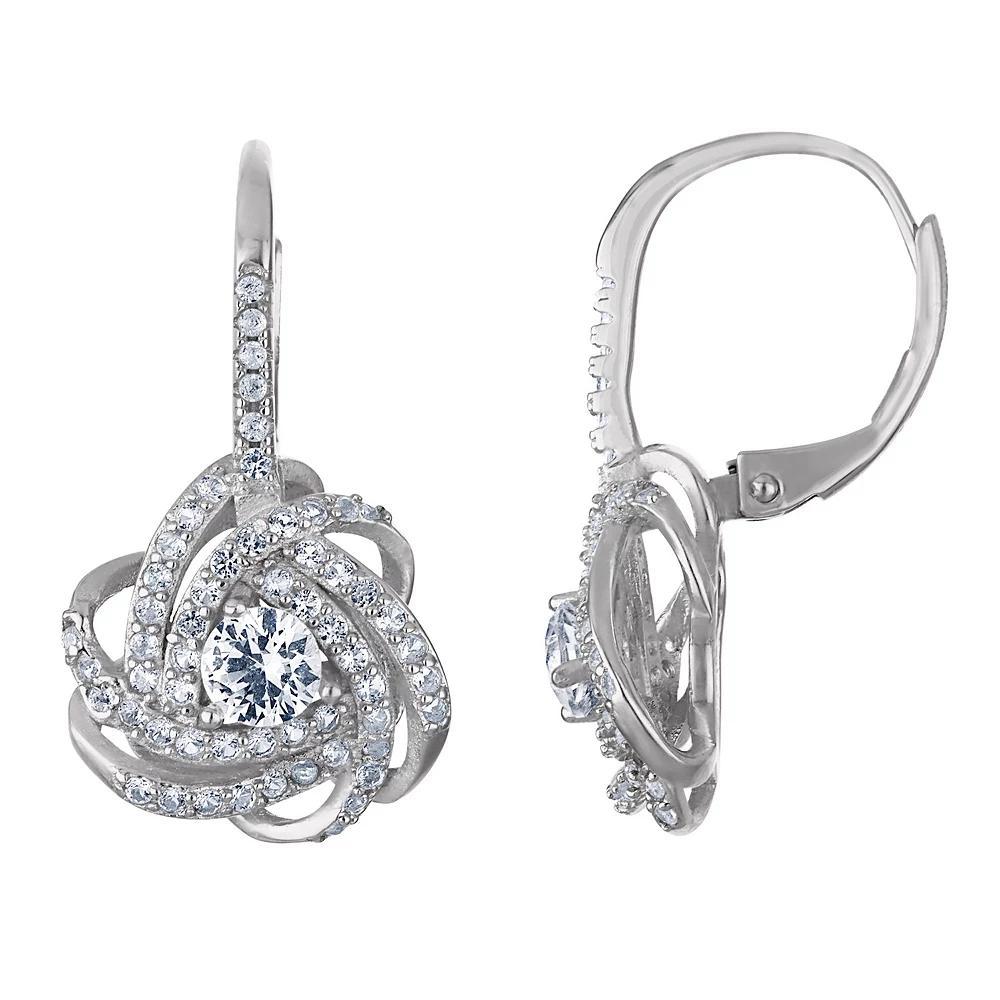 Designs by Gioelli Sterling Silver Gemstone Love Knot Leverback Earrings, Women's, Cr White Blue Product Image